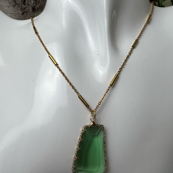 Bohemian Green Crystal Long Necklace - Stylish Large Crystal Necklace - Picture 9 of 14